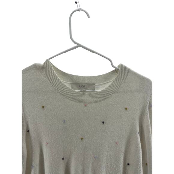 Ann Taylor LOFT White Polka Dot Pullover Sweater Women's Size Small - Picture 3 of 9